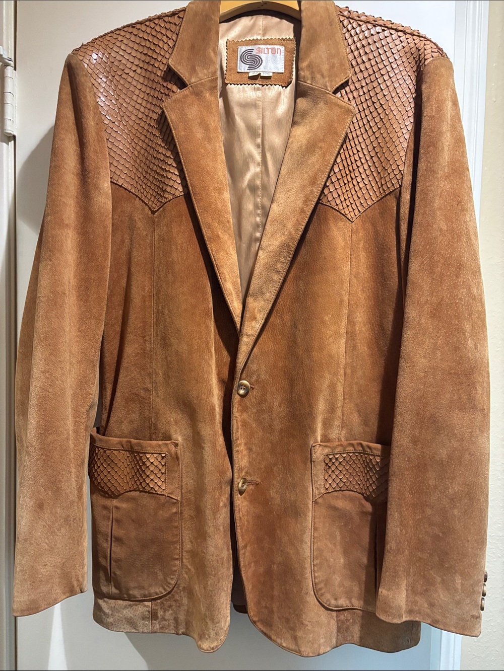 Vintage Suede Blazer in Tan by